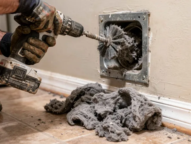 Certified North Haven Dryer Vent Cleaning technician performing dryer vent cleaning in North Haven