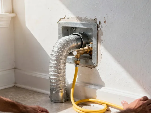 North Haven Dryer Vent Cleaning certified technician performing specialized gas dryer vent cleaning in North Haven